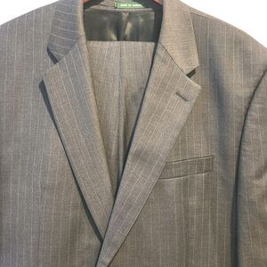 Vtg Lauren Ralph Lauren Charcoal Subtle Pinstripe Wool Suit 46L & Pants 40x31